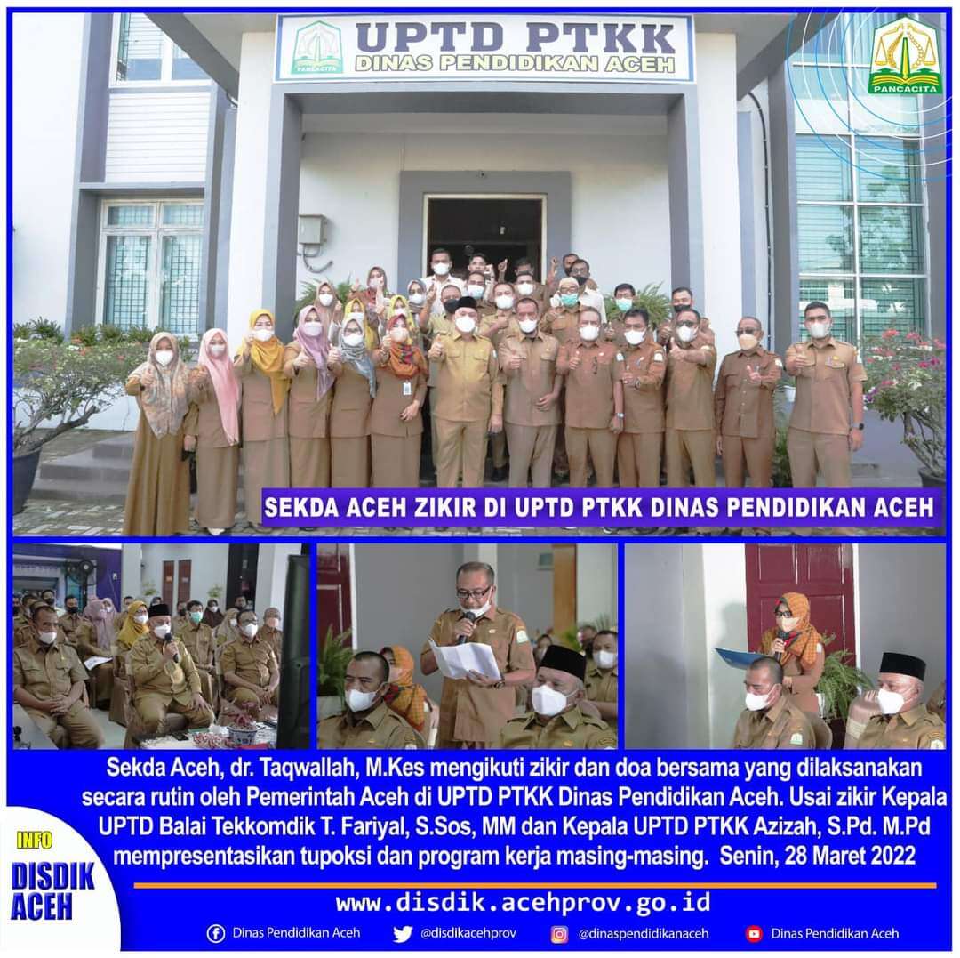Sekda Aceh Zikir di UPTD PTKK Dinas Pendidikan Aceh