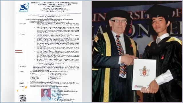 Dari kiri ke kanan terlihat gambar sertifikat kelulusan Gibran Rakabuming Raka yang diduga setara dengan Sekolah Menengah Kejuruan (SMK) saat belajar di UTS Insearch. Gibran Rakabuming Raka menerima sertifikat kelulusan tersebut dari Universitas Technology Sedney (UTS) untuk program Insearch. FOTO/Kolase. Ⓒ Hak cipta foto di atas dikembalikan sesungguhnya kepada pemilik foto