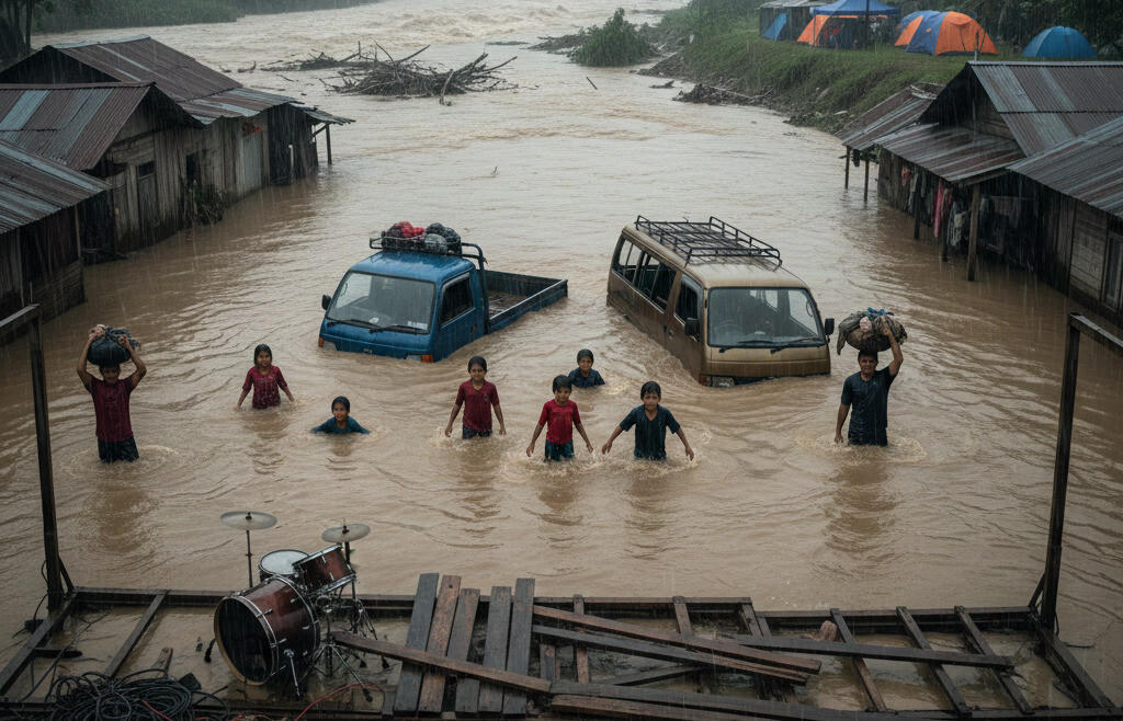 Ilustrasi Konser itu bernama Banjir. FOTO/HAI/Istimewa. Ⓒ Hak cipta foto di atas dikembalikan sesungguhnya kepada pemilik foto