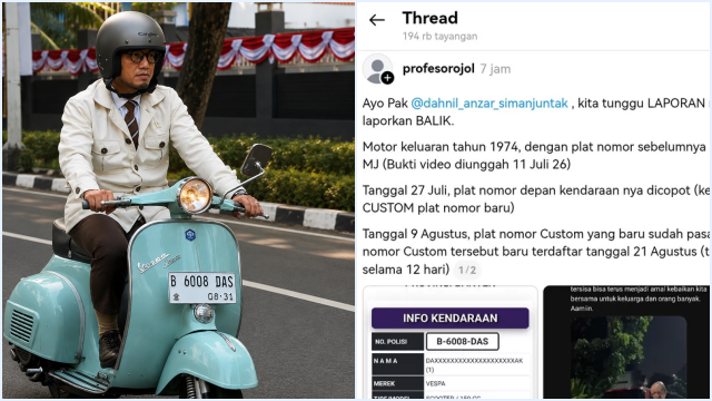 Dahnil Anzar Terancam Dilapor Balik Polisi, Identitas Vespa "Bodong" Terungkap