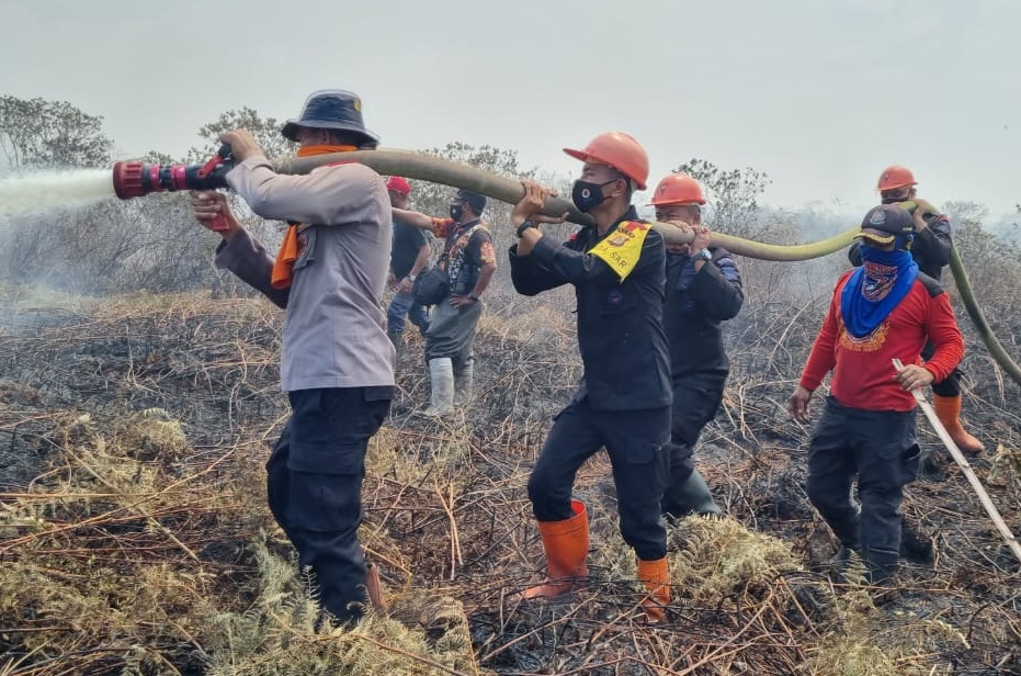 Sinergitas TNI Polri dan BPBD Padamkan Karhutla di Aceh Barat