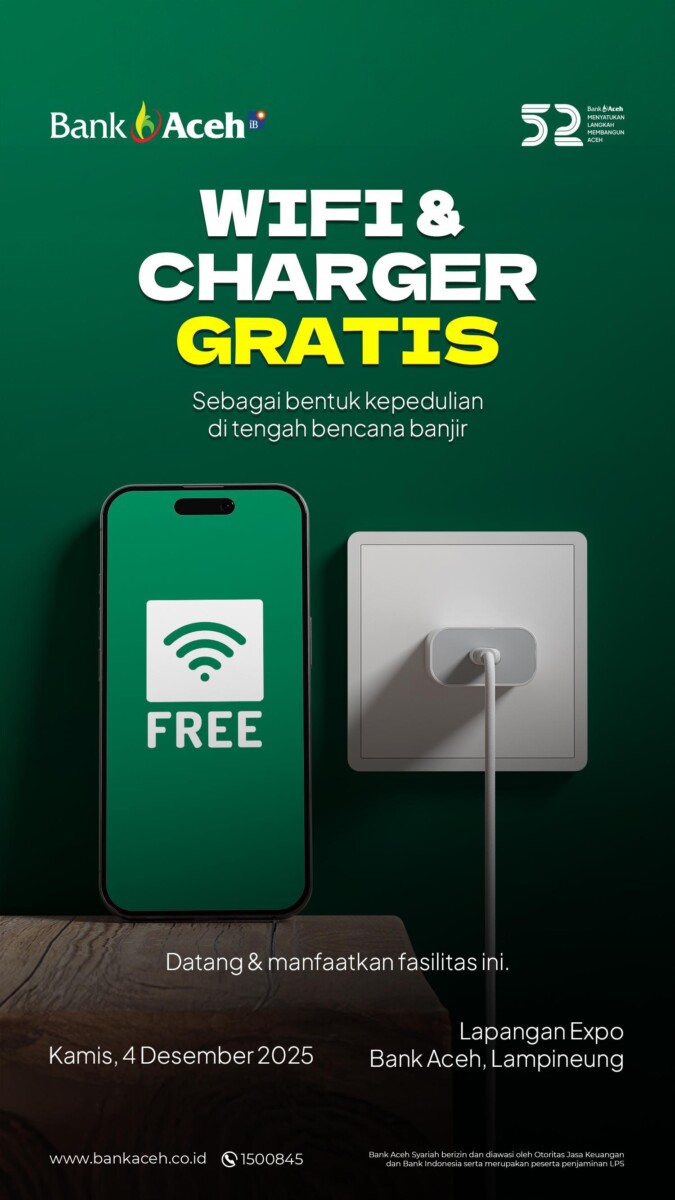 Wifi dan Charger Gratis dari Bank Aceh Syariah