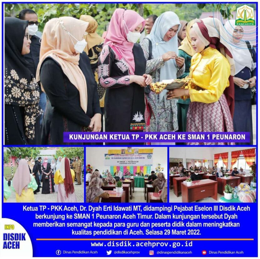 Dyah Erti Idawati memberikan semangat kepada guru dan peserta didik dalam meningkatkan kualitas pendidikan di Aceh, Selasa (29/3/2022). FOTO/Dok. Dinas Pendidikan Aceh