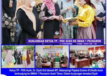 Dyah Erti Idawati memberikan semangat kepada guru dan peserta didik dalam meningkatkan kualitas pendidikan di Aceh, Selasa (29/3/2022). FOTO/Dok. Dinas Pendidikan Aceh