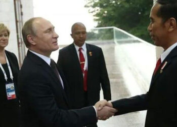 Presiden Rusia Vladimir Putin Saat Bertemu Dengan Presiden Indonesia, Joko Widodo. Foto/Net