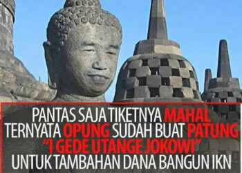 Foto stupa Borobudur yang diedit mirip wajah Presiden Joko Widodo. FOTO/Net