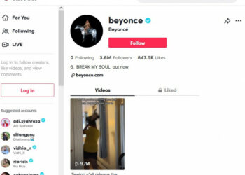 Akun Tiktik Beyonce. (Istimewa)