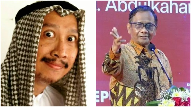 BuzzerRp Permadi Arya a alias Abu Janda (kiri), Menko Polhukam Mahfud MD (kanan). FOTO/Kolase