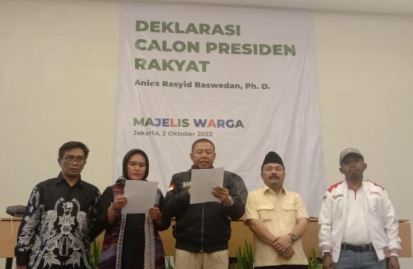 Majelis Warga turut mendeklarasikan Anies Baswedan sebagai capres pada Pemilu 2024.