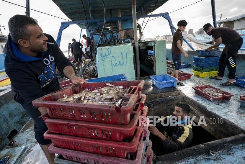 Nelayan Gaza. Kebijakan larangan ekspor ikan dari Gaza dinilai tidak adil.