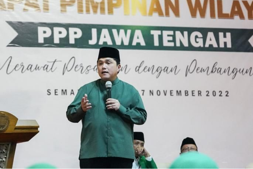 Rapat Pimpinan Wilayah (Rapimwil) PPP Jawa Tengah (Jateng) hari ini diisi dengan pencerahan tentang perkembangan ekonomi syariah di Indonesia oleh Ketua Umum Masyarakat Ekonomi Syariah (MES) Erick Thohir yang juga Menteri Negara BUMN.