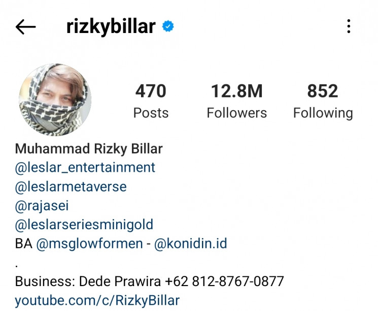 Instagram Rizky Billar. (Instagram)