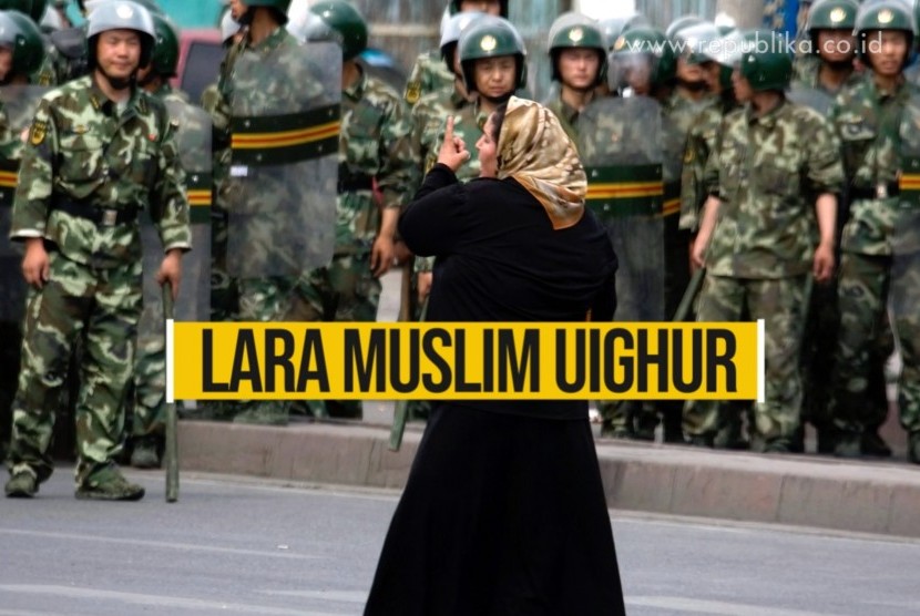Muslim Uighur dan aparat keamanan di Cina (ilustrasi)