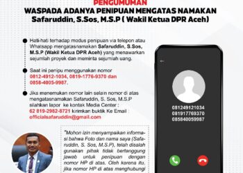Hati-hati! Penipuan Catut Nama Safaruddin Minta Transfer Uang