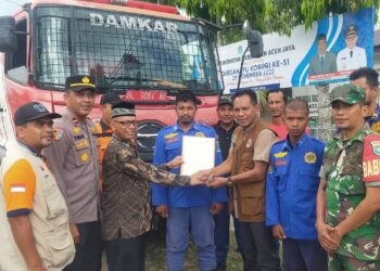 BPBK Aceh Jaya Serahkan Satu Unit Damkar Pasca Kebakaran di Lamno