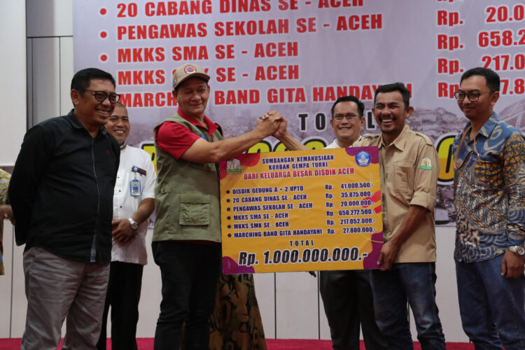 Disdik Aceh Donasi Rp 1 Miliar untuk Korban Gempa Turki