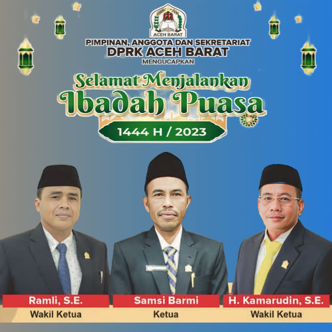 Iklan ucapan selamat menunaikan ibadah puasa di bulan suci Ramadhan 1444 H dari DPR Kabupaten Aceh Barat