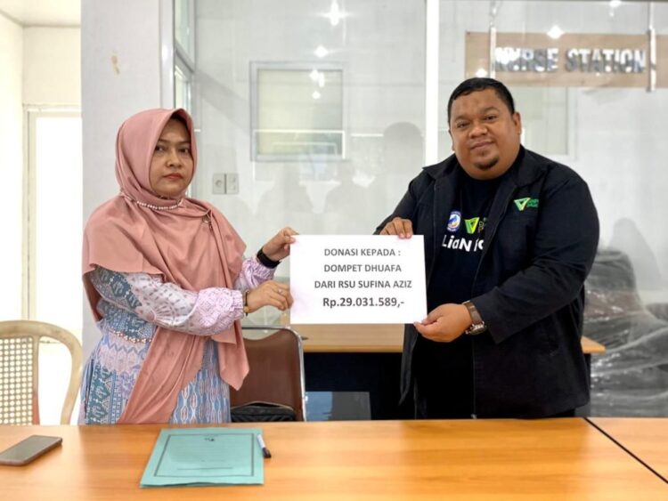 Dompet Dhuafa Waspada Terima Donasi Rp 29 Juta dari RSU Sufina Aziz