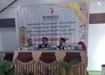 Panwaslih dan KIP Bener Meriah menggelar kegiatan sosialisasi kesiapan pemilihan Presiden dan wakil Presiden serta Pemilihan Legeslatif DPD, DPR dan DPRD yang bertempat di Aula Mahperi Lungi Homestay Rembele pada Rabu 10 Mei 2023. FOTO/HAI/Nafis