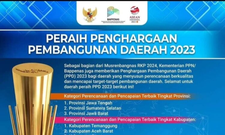 Aceh Barat Raih Penghargaan Pembangunan Terbaik II Tingkat Nasional