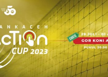 Turnamen Volly Bank Aceh Action Cup 2023 yang diselenggarakan dalam rangkan menyambut HUT Bank Aceh ke-50. GAMBAR/Dok. BAS