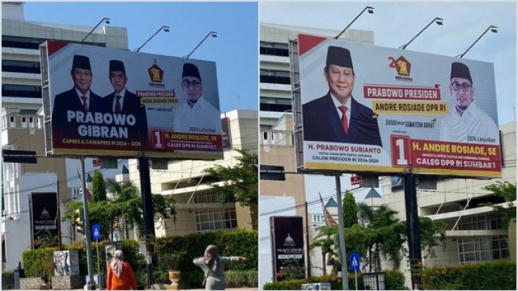 Baliho Prabowo-Gibran yang Berbadan Sandi Uno Dicopot, Kini Hanya Prabowo