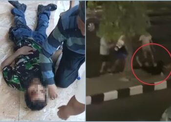 Salah seorang korban yang dikroyok dan disiksa hingga tewas oleh segerombolan pemuda pendukung negara teroris Israel di Kota Bitung, Sulawesi Utara. Polda Sulut dalami bentrok Massa Bela Palestina Vs Ormas Pro Negara Teroris Israel. FOTO/Tangkapan Layar. Ⓒ Hak cipta foto di atas dikembalikan sesungguhnya kepada pemilik foto