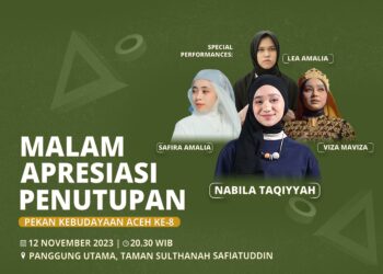 Iklan penampilan Nabila Taqiyyah di acara penutupan Pekan Kebudayaan Aceh (PKA) ke-8. FOTO/Dok. Dinas Pariwisata Provinsi Aceh. Ⓒ Hak cipta foto di atas dikembalikan sesungguhnya kepada pemilik foto