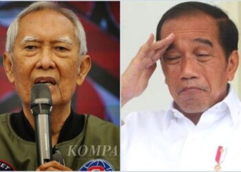 Putera Sulung Soekarno, Mohammad Guntur Soekarnoputra (kiri), Presiden Joko Widodo (Jokowi) (kanan). FOTO/Kolase. Ⓒ Hak cipta foto di atas dikembalikan sesungguhnya kepada pemilik foto