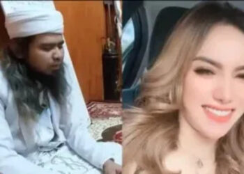 Tersangka penista agama dengan membuat dan menyebarkan video kontroversi tentang bolehnya menukan pasangan suami istri, Samsudin. FOTO/Kolase. Ⓒ Hak cipta foto di atas dikembalikan sesungguhnya kepada pemilik foto