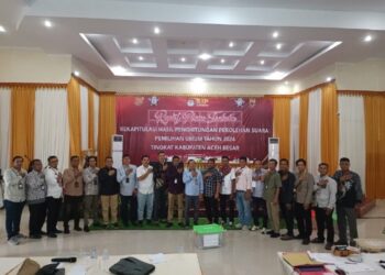 Komisi Independen Pemilihan (KIP) Aceh Besar telah menyelesaikan Rapat Pleno terbuka rekapitulasi hasil perhitungan perolehan suara Pemilihan Umum (Pemilu) tahun 2024 tingkat Kabupaten Aceh Besar di Aula SKB Kota Jantho, Minggu (3/3/2024). FOTO/Net. Ⓒ Hak cipta foto di atas dikembalikan sesungguhnya kepada pemilik foto