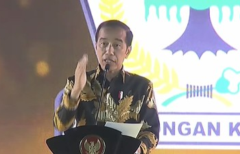 Presiden Joko Widodo (Jokowi) di even Partai Golkar. FOTO/Net. Ⓒ Hak cipta foto di atas dikembalikan sesungguhnya kepada pemilik foto