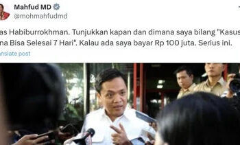 Mahfud MD Tantang Habiburokhman Gerindra: Tunjukkan Kapan dan di Mana Saya Bilang Kasus Vina Bisa Selesai 7 Hari, Kalau Ada Saya Bayar Rp100 Juta