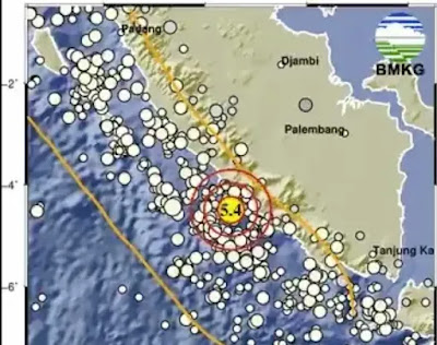 Gempa Magnitudo 5,4 Guncang Bengkulu Selatan, Tidak Berpotensi Tsunami