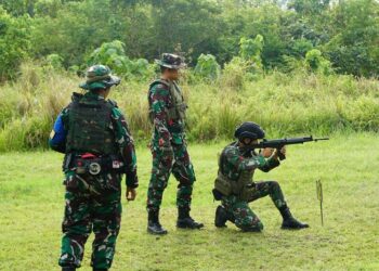Yonif 117/KY Gelar Latihan Menembak Reaksi untuk Tingkatkan Kemampuan Tempur