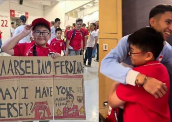 Kenneth, bocah yang viral jersey-nya direbut di Stadion Gelora Bung Karno (GBK) Jakarta, kini bertemu idolanya, Marselino Ferdinan. FOTO/Net. Ⓒ Hak cipta foto di atas dikembalikan sesungguhnya kepada pemilik foto