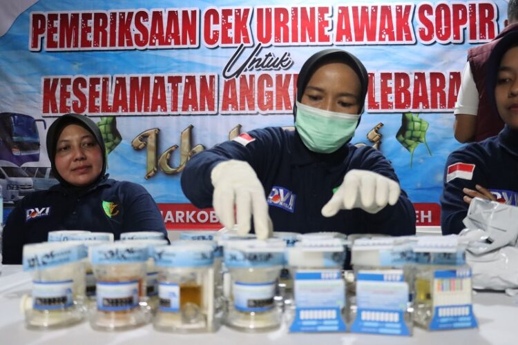 Sebanyak 35 sopir bus yang hendak berangkat membawa penumpang mudik dites urine di Terminal Bus Banda Aceh, Jumat (28/3/2025) malam. FOTO/Net. Ⓒ Hak cipta foto di atas dikembalikan sesungguhnya kepada pemilik foto