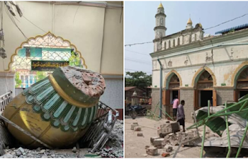 Ratusan umat Islam dikhawatirkan syahid di Myanmar setelah gempa dangkal merobohkan masjid untuk shalat Jumat di bulan suci. FOTO/Net. Ⓒ Hak cipta foto di atas dikembalikan sesungguhnya kepada pemilik foto