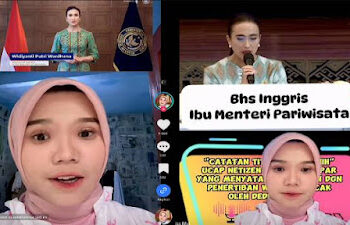 Bahasa inggris menteri pariwisata disoal, namun netizen mengatakan, “Kan tidak harus pinter kalau jadi menteri,” tulis akun @wahyuwidianti198 di konten video TikToker Miss Mia. FOTO/Tangkapan Layar. Ⓒ Hak cipta foto di atas dikembalikan sesungguhnya kepada pemilik foto