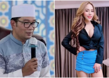 Mantan Gubernur Jawa Barat Ridwan Kamil (kiri) dengan model majalah dewasa Lisa Mariana (kanan). FOTO/Kolase. Ⓒ Hak cipta foto di atas dikembalikan sesungguhnya kepada pemilik foto