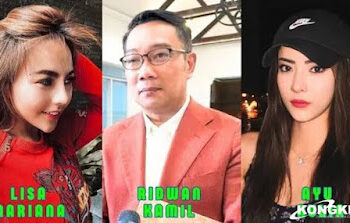 Lisa Mariana (kiri), Ridwan Kamil (tengah) dan Ayu Aulia (kanan). FOTO/Net. Ⓒ Hak cipta foto di atas dikembalikan sesungguhnya kepada pemilik foto