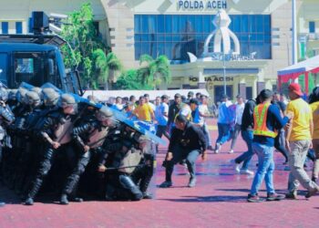Polda Aceh Gelar Simulasi Sispam Kota Hadapi Kontijensi Tahun 2025