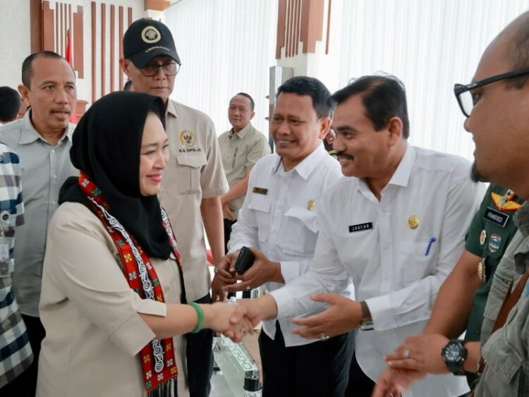 Staf Ahli Bupati Aceh Besar Bidang Perekonomian, Pembangunan, dan Keuangan, Makmun bersama Kepala Dinas Pertanian Aceh Besar, Jakfar dan Kepala Dinas Kelautan Aceh Besar, Arifin mendampingi Gubernur Aceh, Muzakir Manaf (Mualem) menyambut kedatangan Menteri Kehutanan (Menhut) Republik Indonesia, Raja Juli Antoni, serta rombongan Komisi IV DPR RI di Bandara Sultan Iskandar Muda, Blang Bintang, Aceh Besar, Rabu (9/4/2025). FOTO/Net. Ⓒ Hak cipta foto di atas dikembalikan sesungguhnya kepada pemilik foto