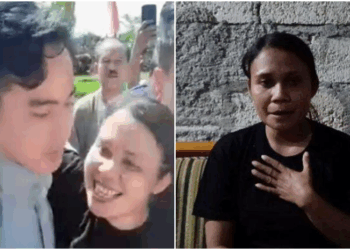 Seorang perempuan nekat menerobos barisan pengamanan dan berusaha mencium Wapres Gibran. Peristiwa tersebut terjadi pada Rabu (7/5/2025) di areal persawahan Tulun, Desa Baumata Utara, Kecamatan Taebenu. FOTO/Kolase. Ⓒ Hak cipta foto di atas dikembalikan sesungguhnya kepada pemilik foto