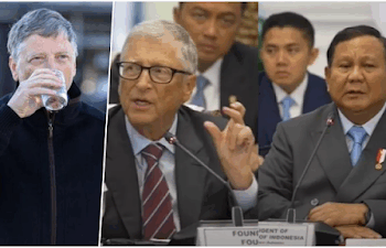 Pendiri perusahaan software raksasa Microsoft, Bill Gates, datang ke Indonesia hari ini, Rabu (7/5/2025). FOTO/Kolase. Ⓒ Hak cipta foto di atas dikembalikan sesungguhnya kepada pemilik foto