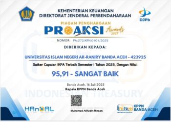 UIN Ar-Raniry Raih Proaksi Award 2025 dari KPPN Banda Aceh