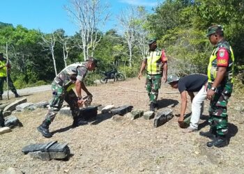 Prajurit Kodam IM bersama Warga Bersihkan Makam Raja Nagari Bihari di Pidie