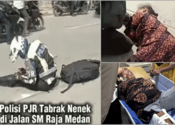 Diduga Ugal-ugalan, Polisi PJR Polda Sumut Tabrak Nenek-nenek hingga Terkapar di Medan