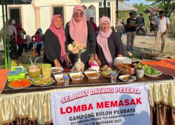 Kelompok Lomba Memasak Perayaan HUT ke-80 Republik Indonesia di Gampong Buloh Peudaya, Kecamatan Padang Tiji, Pidie