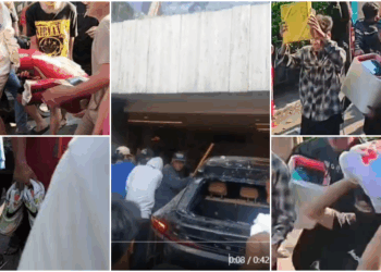 Rumah anggota Komisi III DPR RI sekaligus politikus Partai NasDem, Ahmad Sahroni, di kawasan Tanjung Priok, Jakarta Utara, digeruduk massa pada Sabtu (30/8/2025) sekitar pukul 15.00 WIB. FOTO/Kolase. Ⓒ Hak cipta foto di atas dikembalikan sesungguhnya kepada pemilik foto